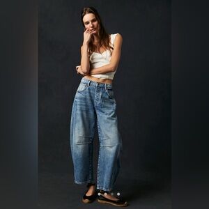 We the Free Mid-Rise Barrel Jeans - Ultralight Beam